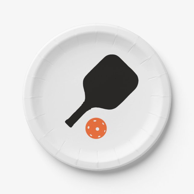 Prato De Papel Pílula de picleball e picleball laranja (Frente)