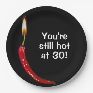 Prato De Papel Pimenta-Quente Vermelha aniversário de 30 anos