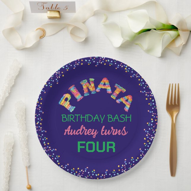 Prato De Papel Pinata Birthday Bash (Casamento)