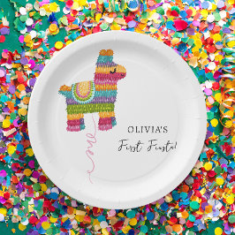 Prato De Papel Piñata Llama Garota Fiesta e Divertida Primeiro An