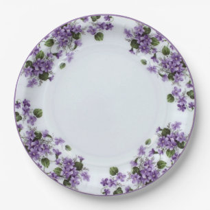 Prato De Papel Pincel De Papel Pintado Com Violetas Roxas