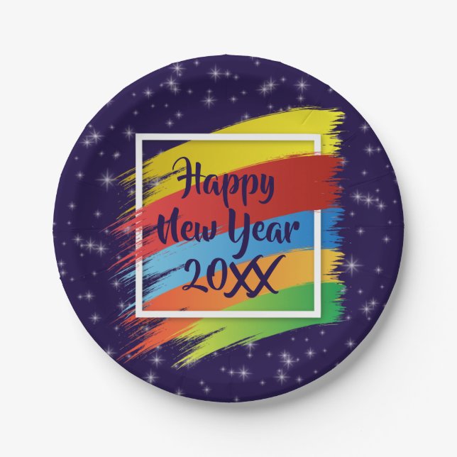 Prato De Papel Pincel trava Feliz ano novo 20xx Parte 7" (Frente)