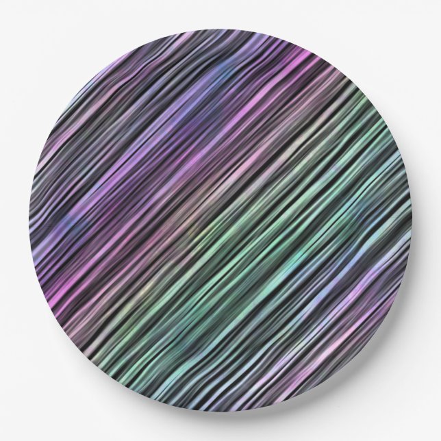 Prato De Papel pinceladas do arco-íris em preto: (Frente)