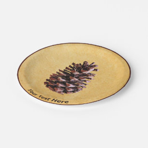 Prato De Papel Pine Cone Em Papel Vintage
