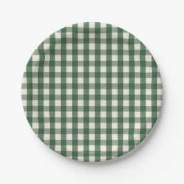 Prato De Papel Pine Needle Lane - Pine Green Gingham Pattern