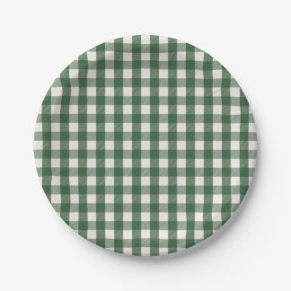 Prato De Papel Pine Needle Lane - Pine Green Gingham Pattern
