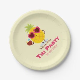 Prato De Papel Pineapple Tiki - Partido Personalizado Papel Plate