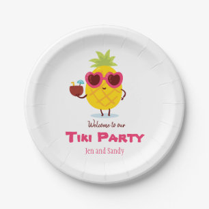 Prato De Papel Pineapple Tiki - Partido Personalizado Papel Plate