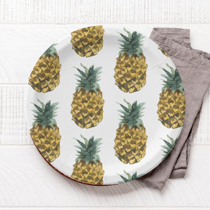 Prato De Papel Pineapple Tropical Sem Costura Padrão
