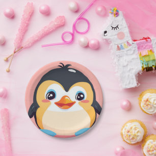 Prato De Papel Pinguim bonitinho Face safari zoológico Festa de a