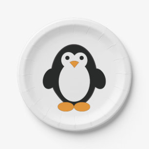 Prato De Papel Pinguim de desenho animado