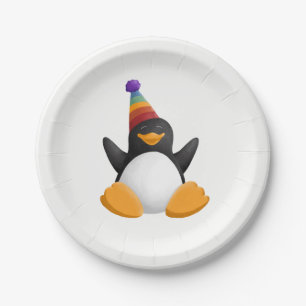 Prato De Papel Pinguim do feliz aniversario