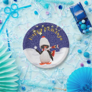 Prato De Papel Pinguim do inverno do partido das crianças boas