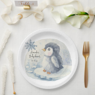 Prato De Papel Pinguim fofo do Ártico