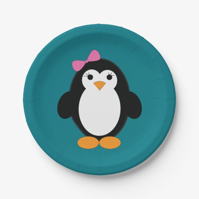 Prato De Papel Pinguim Garota Bonita (Frente)