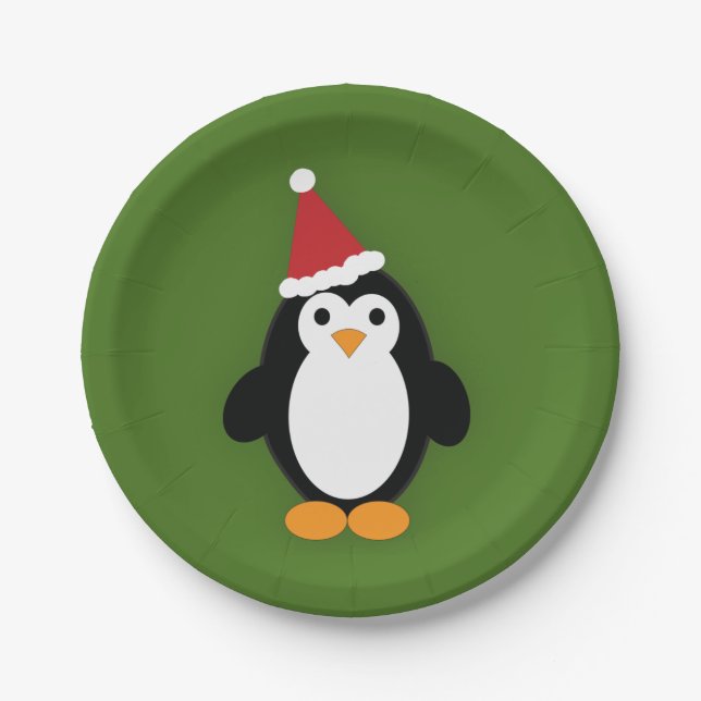 Prato De Papel Pinguim Papais noeis (Frente)