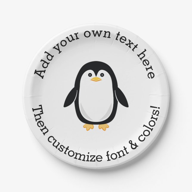 Prato De Papel Pinguim pequeno bonito (Frente)