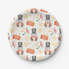 Prato De Papel Pinguim Pingueiro Noivo de Natal Vermelho