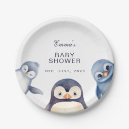 Prato De Papel Pinguin Winter Wonderland Temed Paper Plate