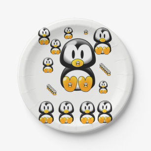 Prato De Papel Pinguins de papel