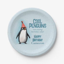 Prato De Papel Pinguins legal celebram o aniversário da criança