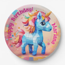 Pinhata de Aniversário de Unicórnio Colorido
