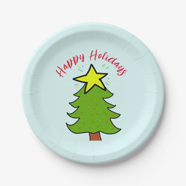 Prato De Papel pinheiro para feriados felizes de natal (Frente)