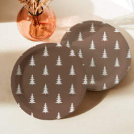 Prato De Papel Pinheiros rústicos e castanhos da floresta minimal