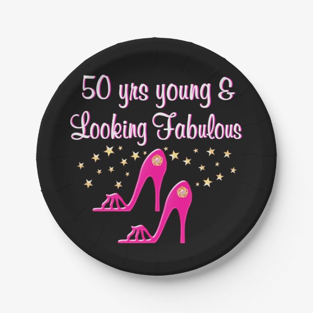 PRATO DE PAPEL PINK 50 ANOS JOVENS E FABULOSOS (Frente)