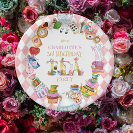 Prato De Papel Pink Alice in Wonderland 3rd Birthday  