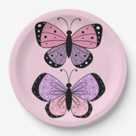Prato De Papel Pink and Purple Butterfly