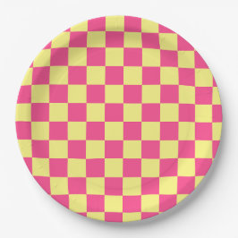Prato De Papel Pink and Yellow Checkered Print