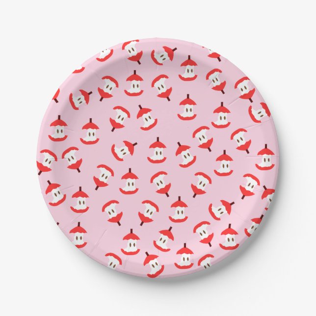 Prato De Papel Pink Apple Core Paper Plates (Frente)
