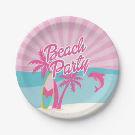Prato De Papel Pink Beach Palm Birthday