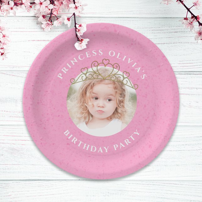 Prato De Papel Pink Birday Girl Princess Custom (Criador carregado)