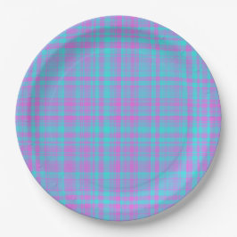 Prato De Papel Pink Blue Purple Plaid Pattern