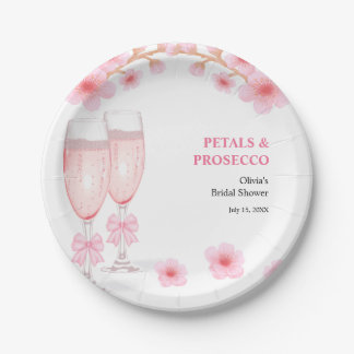 Prato De Papel Pink Bow Floral Petals and Prosecco Bridal Shower 