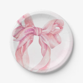 Prato De Papel Pink Bow Girl Baby Shower
