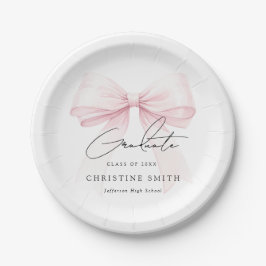 Prato De Papel Pink Bow Graduation Paper Plates