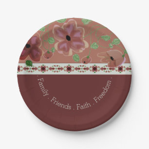 Prato De Papel Pink Brown e Light Green Modern