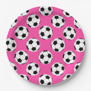 Prato De Papel Pink do padrão da bola de futebol