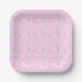 Prato De Papel Pink do padrão-raquete tênis