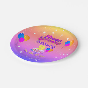 Prato De Papel PINK e Parabéns DOURADOS