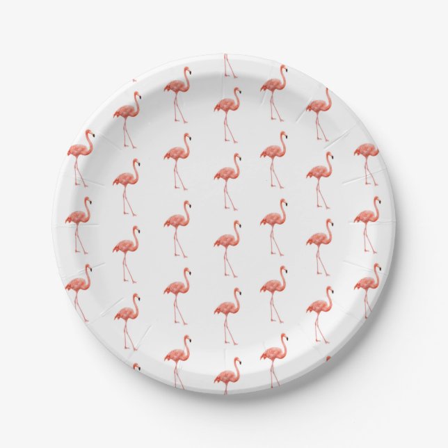 Prato De Papel Pink Flamingo Patterno Feminino (Frente)