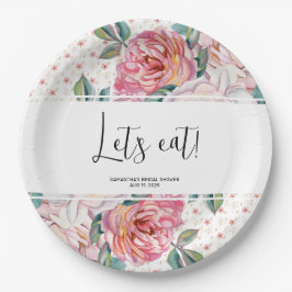 Prato De Papel Pink Floral Bridal Shower