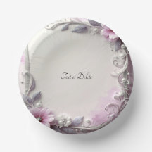 Pink Floral Frame Paper Bowls