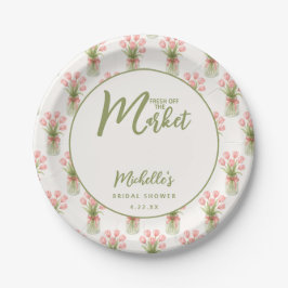 Prato De Papel Pink Floral Fresh Off The Market Bridal Shower 
