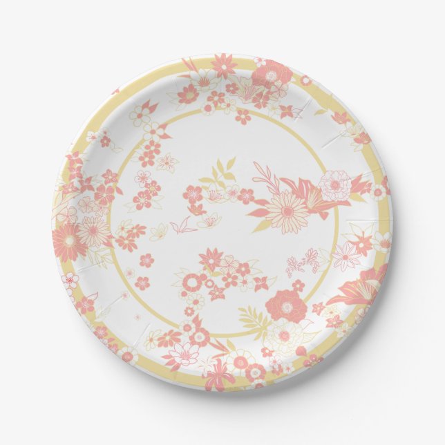 Prato De Papel Pink Flower Kimono (Frente)