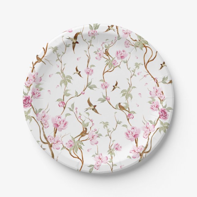 Prato De Papel pink flowers and green leaves (Frente)