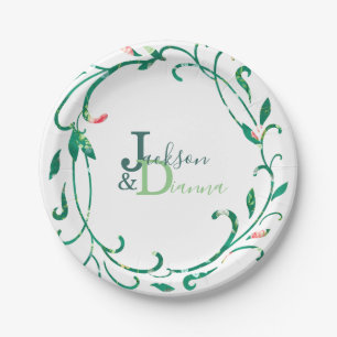 Prato De Papel Pink Garden Watercolor Wreath